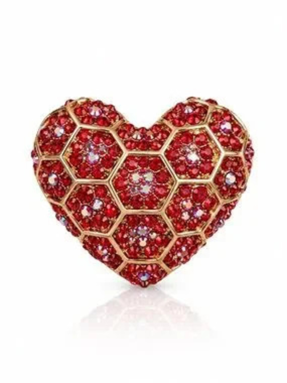 Red Crystal Heart Pendant-Brooch - Sparkling Heart Jewelry